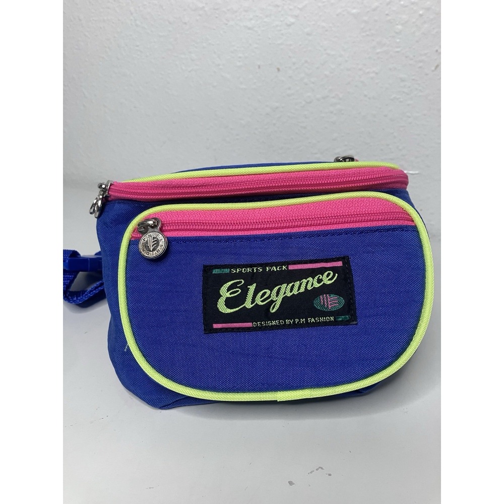 Vintage Fanny Pack Cross Body Bag High Elegance 80s 90s Royal Blue Colorblock